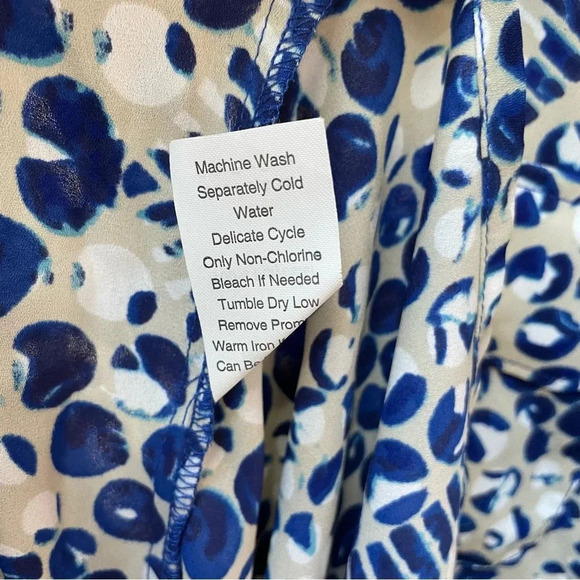 Cabi Style 422 Blue Jewel Print Button Down Shirt Dress Roll Tab Sleeve Size S - Picture 9 of 12